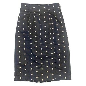 retro pinup pencil skirt high waist kick pleat polka dot sz 4 stretch